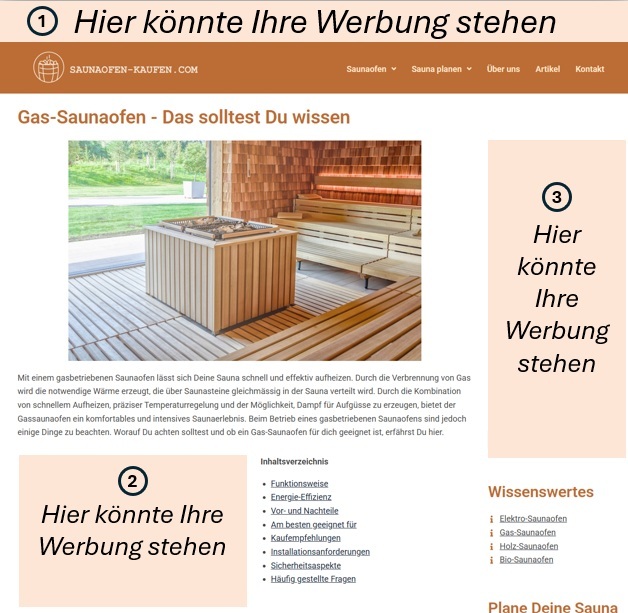 Möglichkeit zur Platzierung von Werbung